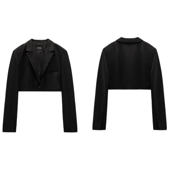 大人気！Zara Cropped Flap Blazer ブラック Zara Cropped Blazer with Flaps in Black — UFO No More